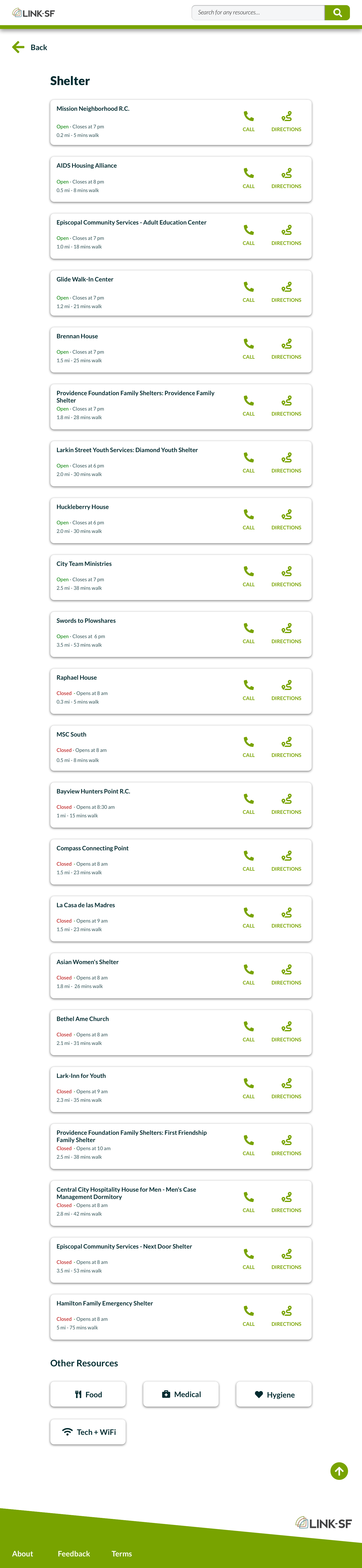 LinkSF shelter details page